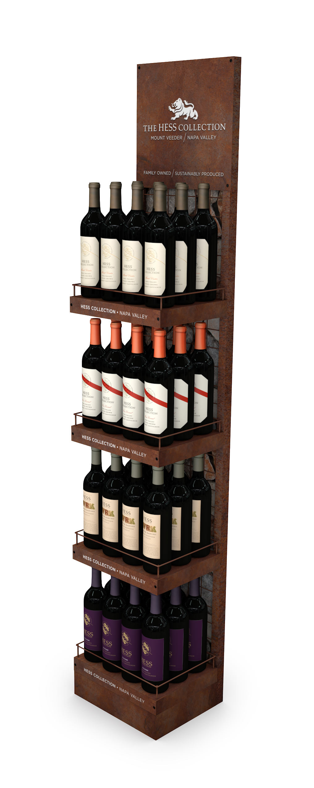 Durable metal retail display fixture with premium aesthetic