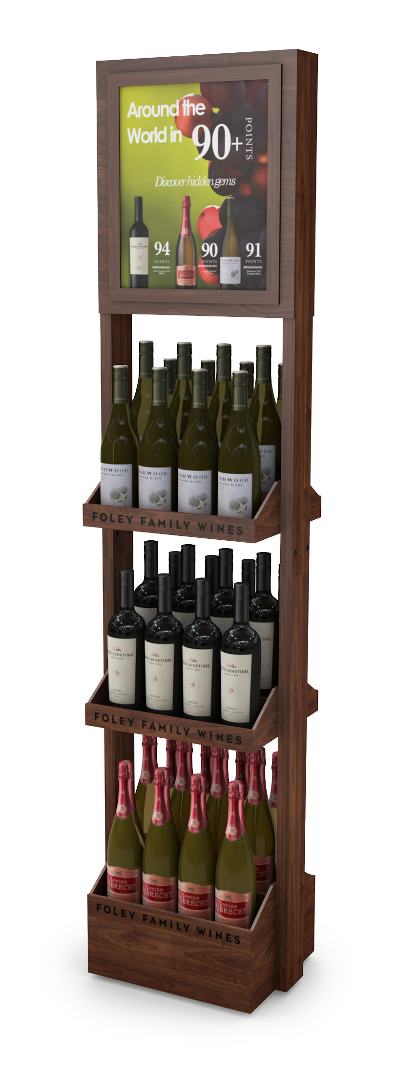 Premium wooden retail display with custom finish