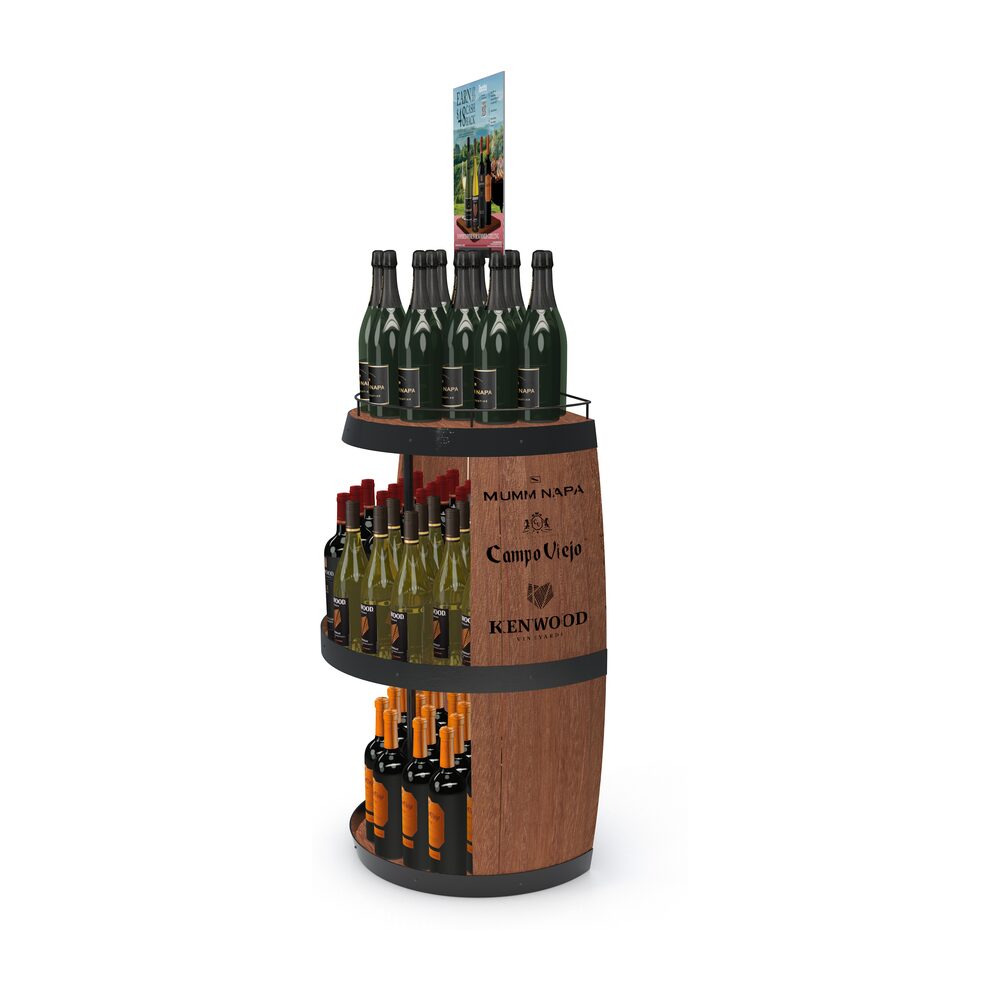 Custom barrel display for Pernod Ricard Barrel Side